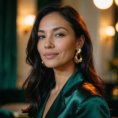 Illustrative avatar of a woman with dark hair and gold earrings representing a Dallas sugar baby scenario